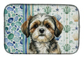 Brindle Shih Tzu Coastal Sea Glass Dish Drying Mat Absorbent Dish Drying Mat Pad for Kitchen Counter Dish Drainer Mat for Countertop, 14 x 21", Multicolor
