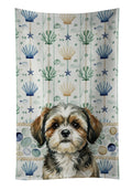 Brindle Shih Tzu Coastal Sea Glass Kitchen Towel Velour Plush Front and Cotton Loop Back Machine Washable