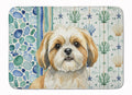 Gold and White Shih Tzu Coastal Sea Glass Memory Foam Kitchen Mat Machine Washable Anti-Fatigue Cushion Comfort Bath or Kitchen Rug