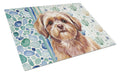 Liver Shih Tzu Coastal Sea Glass Cutting Board Tempered Glass Kitchen Cutting Surface, Heat Resistant Chopping, Non-Slip Feet, Food Prep & Serving