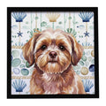 Liver Shih Tzu Coastal Sea Glass Framed Metal Print Bathroom, Kitchen, Office, Home Decor Wall Art Ready to Hang, Square, 8X8