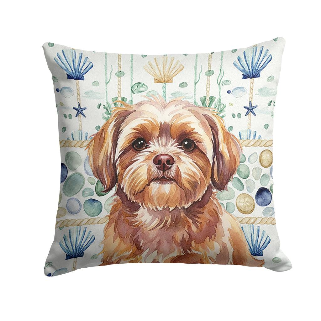 Liver Shih Tzu Coastal Sea Glass Decorative Throw Pillow 18x18 Indoor Outdoor Accent Cushion, Fabric Cover with Insert for Sofa, Bed, Porch & Living Room
