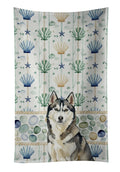 Agouti Siberian Husky Coastal Sea Glass Kitchen Towel Velour Plush Front and Cotton Loop Back Machine Washable