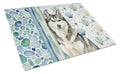 Agouti Siberian Husky Coastal Sea Glass Cutting Board Tempered Glass Kitchen Cutting Surface, Heat Resistant Chopping, Non-Slip Feet, Food Prep & Serving