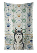 Siberian Husky Coastal Sea Glass Kitchen Towel Velour Plush Front and Cotton Loop Back Machine Washable