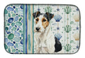 Smooth Fox Terrier Coastal Sea Glass Dish Drying Mat Absorbent Dish Drying Mat Pad for Kitchen Counter Dish Drainer Mat for Countertop, 14 x 21", Multicolor