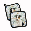 Smooth Fox Terrier Coastal Sea Glass Pot Holder Set of 2 Heat Resistant Quilted Hot Pads 7.5 x 7.5 Inch, Insulated Kitchen Trivets for Cooking & Baking