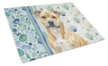 Fawn Staffordshire Bull Terrier Coastal Sea Glass Cutting Board Tempered Glass Kitchen Cutting Surface, Heat Resistant Chopping, Non-Slip Feet, Food Prep & Serving