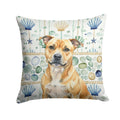 Fawn Staffordshire Bull Terrier Coastal Sea Glass Decorative Throw Pillow 18x18 Indoor Outdoor Accent Cushion, Fabric Cover with Insert for Sofa, Bed, Porch & Living Room