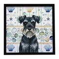 Standard Schnauzer Coastal Sea Glass Framed Metal Print Bathroom, Kitchen, Office, Home Decor Wall Art Ready to Hang, Square, 8X8