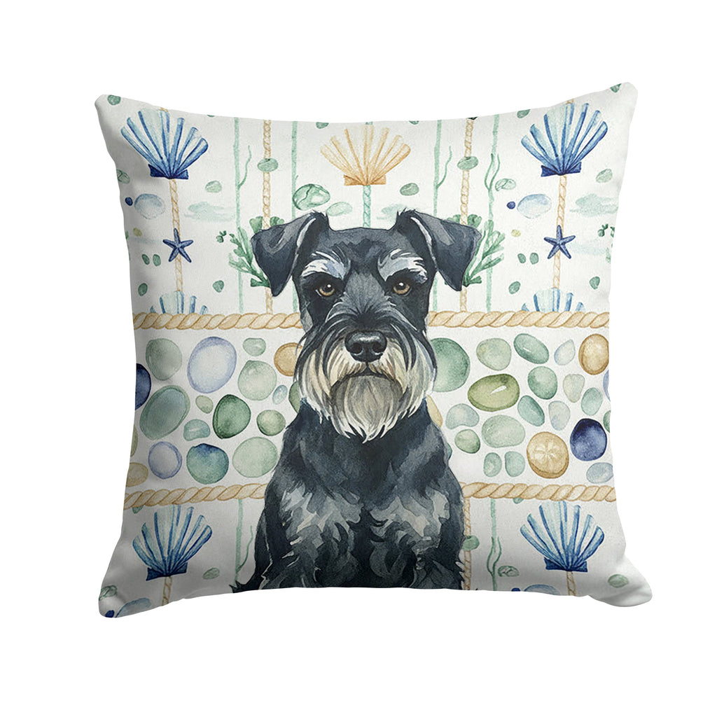 Standard Schnauzer Coastal Sea Glass Decorative Throw Pillow 18x18 Indoor Outdoor Accent Cushion, Fabric Cover with Insert for Sofa, Bed, Porch & Living Room