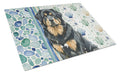 Black and Tan Tibetan Mastiff Coastal Sea Glass Cutting Board Tempered Glass Kitchen Cutting Surface, Heat Resistant Chopping, Non-Slip Feet, Food Prep & Serving