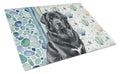 Black Tibetan Mastiff Coastal Sea Glass Cutting Board Tempered Glass Kitchen Cutting Surface, Heat Resistant Chopping, Non-Slip Feet, Food Prep & Serving