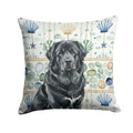 Black Tibetan Mastiff Coastal Sea Glass Decorative Throw Pillow 14x14 Indoor Outdoor Accent Cushion, Fabric Cover with Insert for Sofa, Bed, Porch & Living Room
