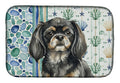 Black and Tan Tibetan Spaniel Coastal Sea Glass Dish Drying Mat Absorbent Dish Drying Mat Pad for Kitchen Counter Dish Drainer Mat for Countertop, 14 x 21", Multicolor
