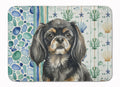 Black and Tan Tibetan Spaniel Coastal Sea Glass Memory Foam Kitchen Mat Machine Washable Anti-Fatigue Cushion Comfort Bath or Kitchen Rug