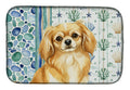 Gold Tibetan Spaniel Coastal Sea Glass Dish Drying Mat Absorbent Dish Drying Mat Pad for Kitchen Counter Dish Drainer Mat for Countertop, 14 x 21", Multicolor