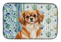 Red Tibetan Spaniel Coastal Sea Glass Dish Drying Mat Absorbent Dish Drying Mat Pad for Kitchen Counter Dish Drainer Mat for Countertop, 14 x 21", Multicolor