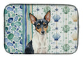 Toy Fox Terrier Coastal Sea Glass Dish Drying Mat Absorbent Dish Drying Mat Pad for Kitchen Counter Dish Drainer Mat for Countertop, 14 x 21", Multicolor