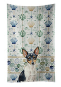 Toy Fox Terrier Coastal Sea Glass Kitchen Towel Velour Plush Front and Cotton Loop Back Machine Washable