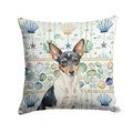 Toy Fox Terrier Coastal Sea Glass Decorative Throw Pillow 18x18 Indoor Outdoor Accent Cushion, Fabric Cover with Insert for Sofa, Bed, Porch & Living Room