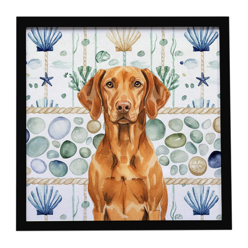 Vizsla Coastal Sea Glass Framed Metal Print Bathroom, Kitchen, Office, Home Decor Wall Art Ready to Hang, Square, 8X8