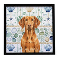 Vizsla Coastal Sea Glass Framed Metal Print Bathroom, Kitchen, Office, Home Decor Wall Art Ready to Hang, Square, 8X8