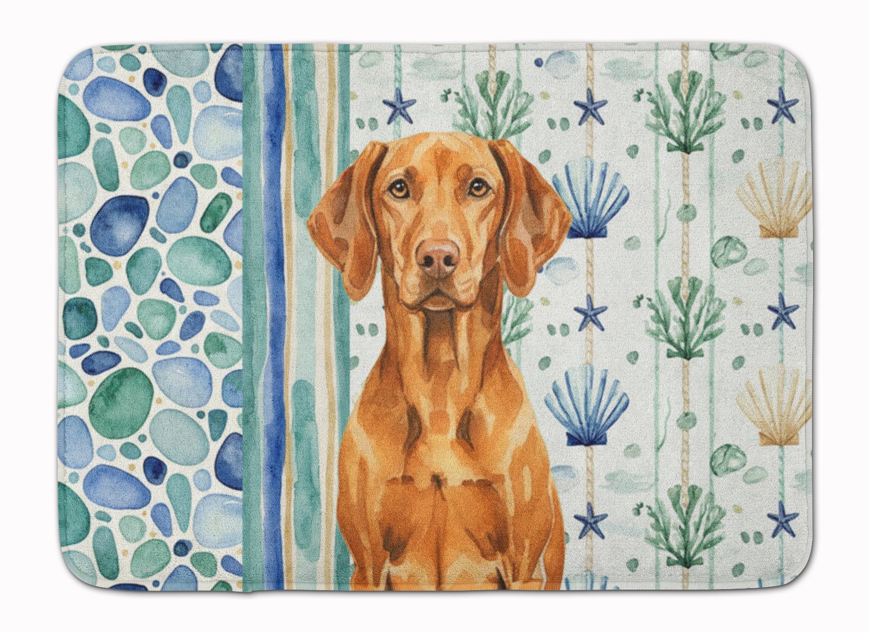Vizsla Coastal Sea Glass Memory Foam Kitchen Mat Machine Washable Anti-Fatigue Cushion Comfort Bath or Kitchen Rug