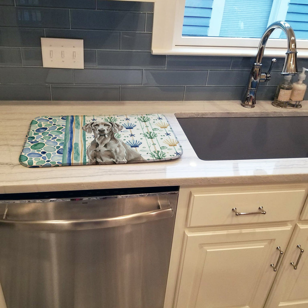 Weimaraner Coastal Sea Glass Dish Drying Mat Absorbent Dish Drying Mat Pad for Kitchen Counter Dish Drainer Mat for Countertop, 14 x 21", Multicolor
