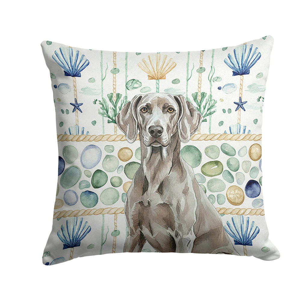 Weimaraner Coastal Sea Glass Decorative Throw Pillow 18x18 Indoor Outdoor Accent Cushion, Fabric Cover with Insert for Sofa, Bed, Porch & Living Room