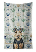 Welsh Terrier Coastal Sea Glass Kitchen Towel Velour Plush Front and Cotton Loop Back Machine Washable