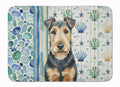 Welsh Terrier Coastal Sea Glass Memory Foam Kitchen Mat Machine Washable Anti-Fatigue Cushion Comfort Bath or Kitchen Rug