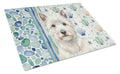 Westie Coastal Sea Glass Cutting Board Tempered Glass Kitchen Cutting Surface, Heat Resistant Chopping, Non-Slip Feet, Food Prep & Serving