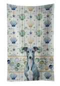 Blue Whippet Coastal Sea Glass Kitchen Towel Velour Plush Front and Cotton Loop Back Machine Washable