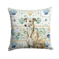 Brindle Whippet Coastal Sea Glass Decorative Throw Pillow 14x14 Indoor Outdoor Accent Cushion, Fabric Cover with Insert for Sofa, Bed, Porch & Living Room