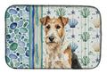 Wire Fox Terrier Coastal Sea Glass Dish Drying Mat Absorbent Dish Drying Mat Pad for Kitchen Counter Dish Drainer Mat for Countertop, 14 x 21", Multicolor