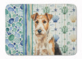 Wire Fox Terrier Coastal Sea Glass Memory Foam Kitchen Mat Machine Washable Anti-Fatigue Cushion Comfort Bath or Kitchen Rug