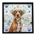 Wirehaired Pointing Griffon Coastal Sea Glass Framed Metal Print Bathroom, Kitchen, Office, Home Decor Wall Art Ready to Hang, Square, 8X8