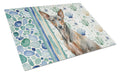 Xoloitzcuintli Coastal Sea Glass Cutting Board Tempered Glass Kitchen Cutting Surface, Heat Resistant Chopping, Non-Slip Feet, Food Prep & Serving