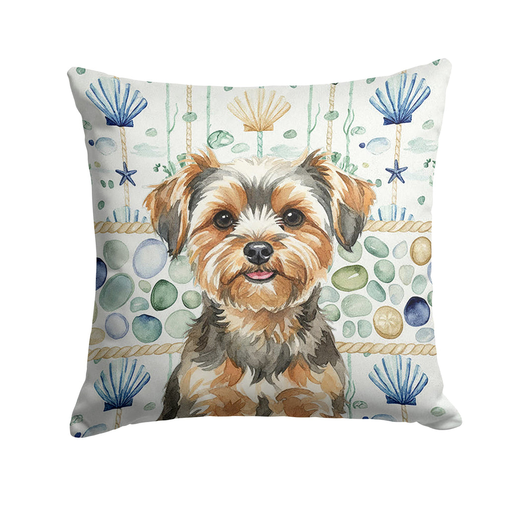 Yorkiepoo Coastal Sea Glass Decorative Throw Pillow 18x18 Indoor Outdoor Accent Cushion, Fabric Cover with Insert for Sofa, Bed, Porch & Living Room