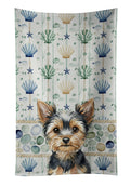 Black and Tan Yorkshire Terrier Coastal Sea Glass Kitchen Towel Velour Plush Front and Cotton Loop Back Machine Washable