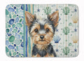 Black and Tan Yorkshire Terrier Coastal Sea Glass Memory Foam Kitchen Mat Machine Washable Anti-Fatigue Cushion Comfort Bath or Kitchen Rug