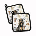 Black & Tan Afghan Hound Coffee Bar Pot Holder Set of 2 Heat Resistant Quilted Hot Pads 7.5 x 7.5 Inch, Insulated Kitchen Trivets for Cooking & Baking