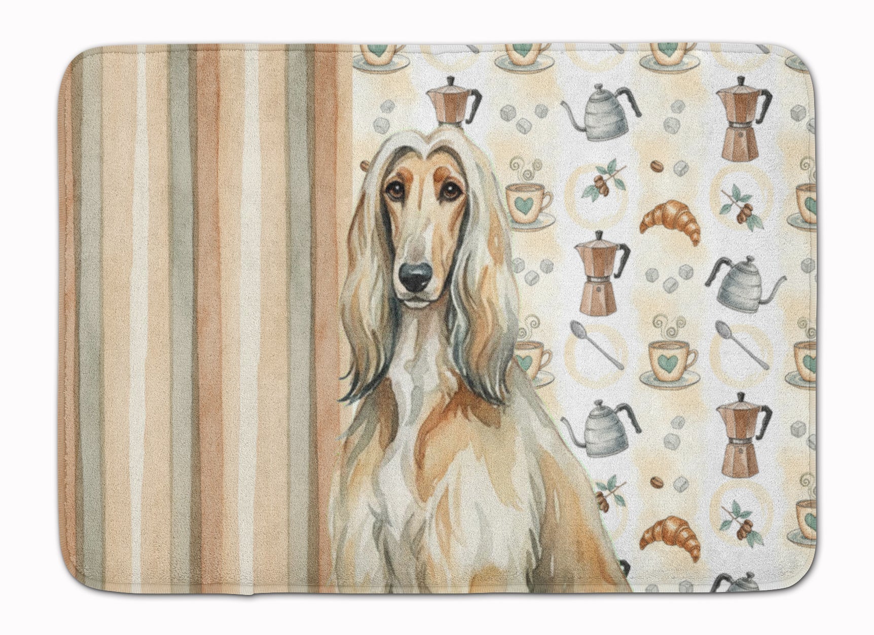Afghan Hound Coffee Bar Memory Foam Kitchen Mat Machine Washable Anti-Fatigue Cushion Comfort Bath or Kitchen Rug
