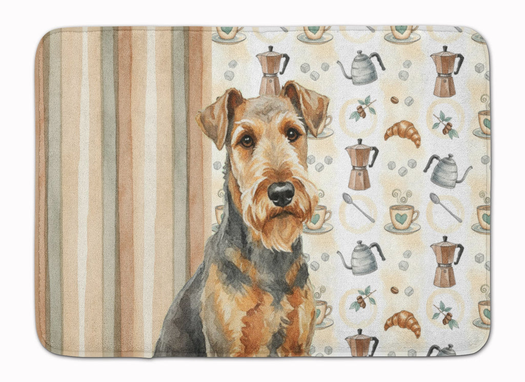 Grizzle Airedale Terrier Coffee Bar Memory Foam Kitchen Mat Machine Washable Anti-Fatigue Cushion Comfort Bath or Kitchen Rug