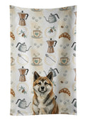 Brindle Akita Coffee Bar Kitchen Towel Velour Plush Front and Cotton Loop Back Machine Washable