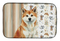 Red Akita Coffee Bar Dish Drying Mat Absorbent Dish Drying Mat Pad for Kitchen Counter Dish Drainer Mat for Countertop, 14 x 21", Multicolor