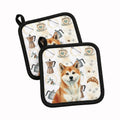 Red Akita Coffee Bar Pot Holder Set of 2 Heat Resistant Quilted Hot Pads 7.5 x 7.5 Inch, Insulated Kitchen Trivets for Cooking & Baking