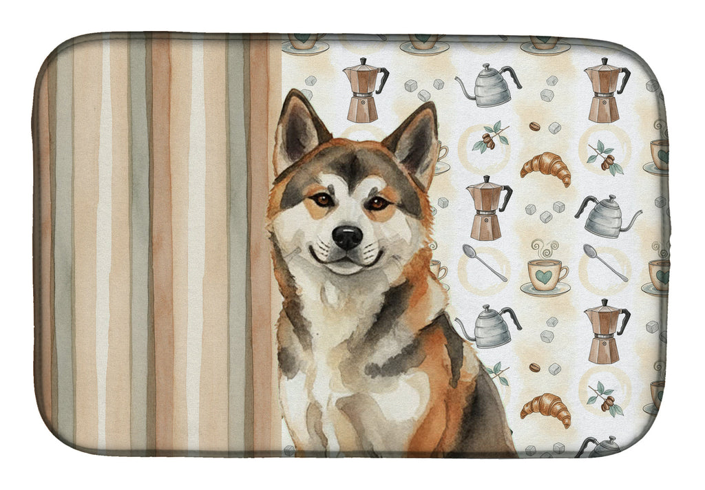 Sesame Akita Coffee Bar Dish Drying Mat Absorbent Dish Drying Mat Pad for Kitchen Counter Dish Drainer Mat for Countertop, 14 x 21", Multicolor
