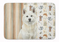 White Akita Coffee Bar Memory Foam Kitchen Mat Machine Washable Anti-Fatigue Cushion Comfort Bath or Kitchen Rug